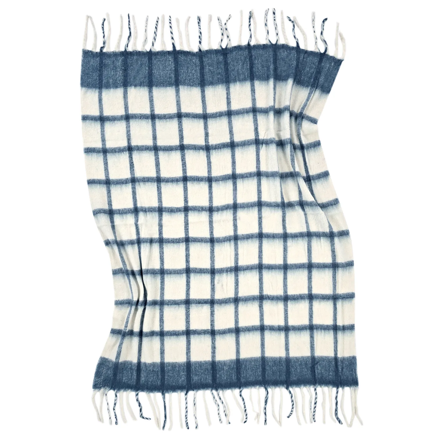 Plaid en mélange de laine - Rachel (bleu)
