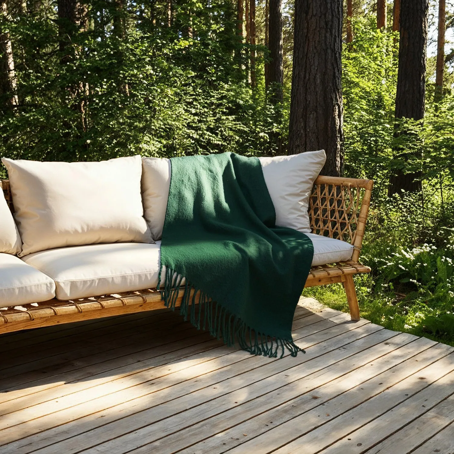 Plaid en mélange de laine - Samantha (vert)