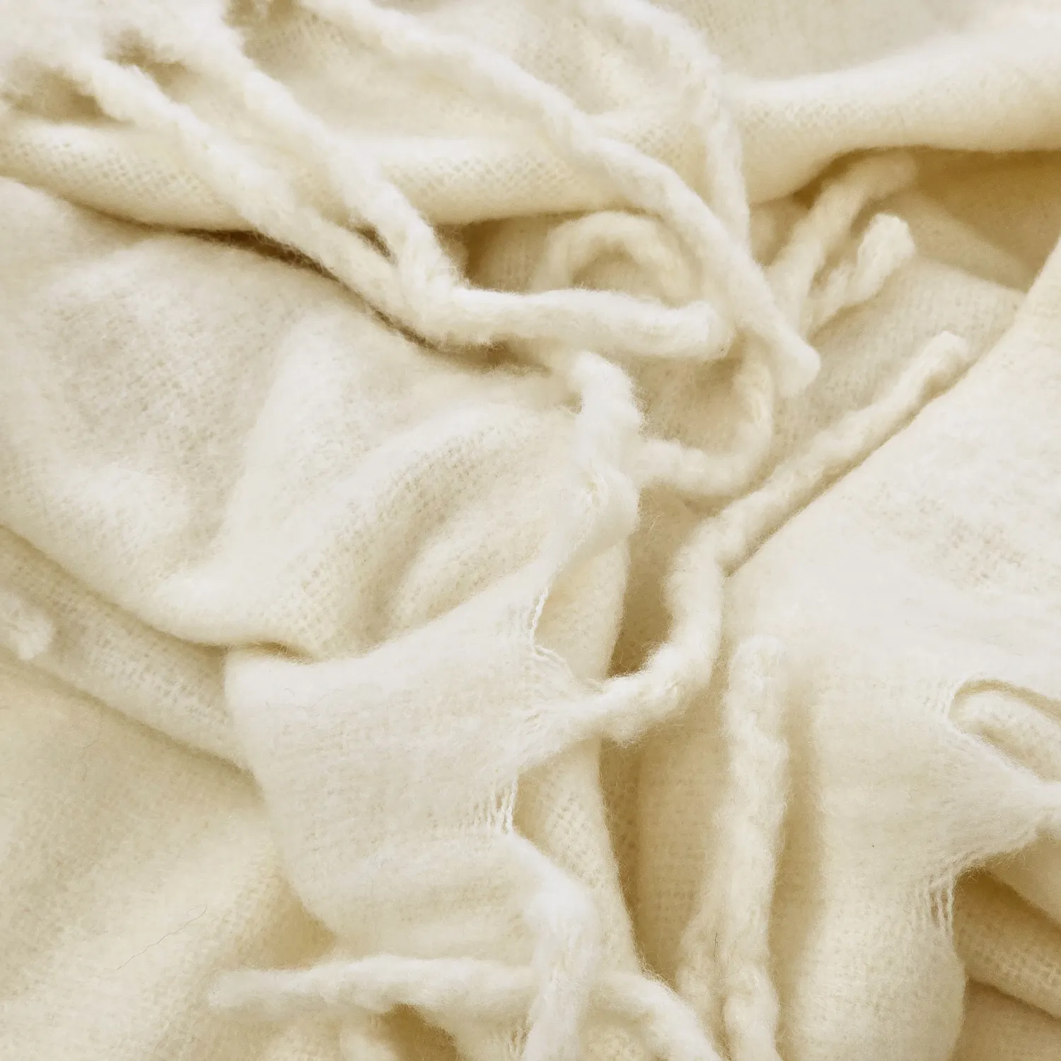 Plaid en mélange de laine - Samantha (blanc cassé)