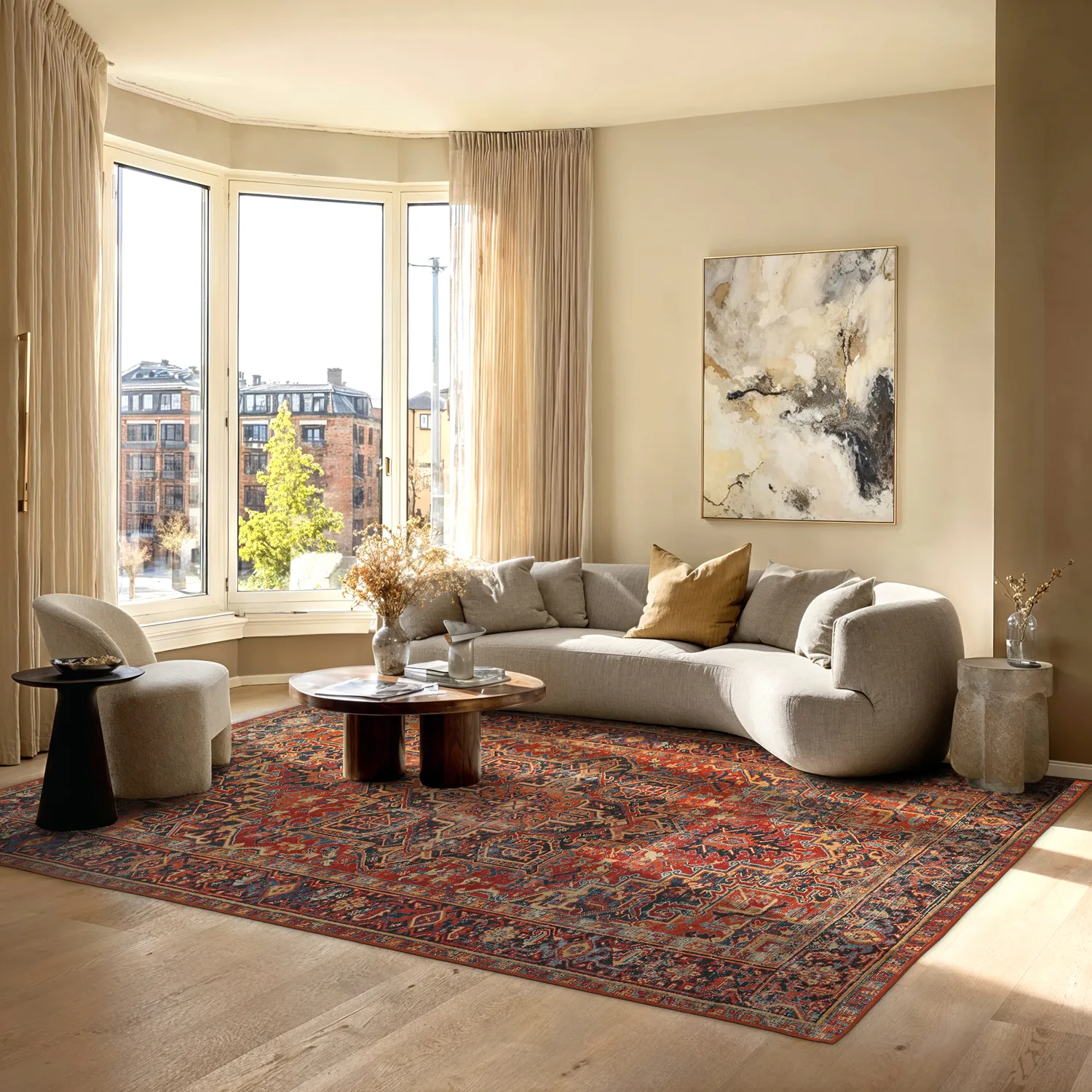 Tapis tissé à plat - Anzali (rouge)