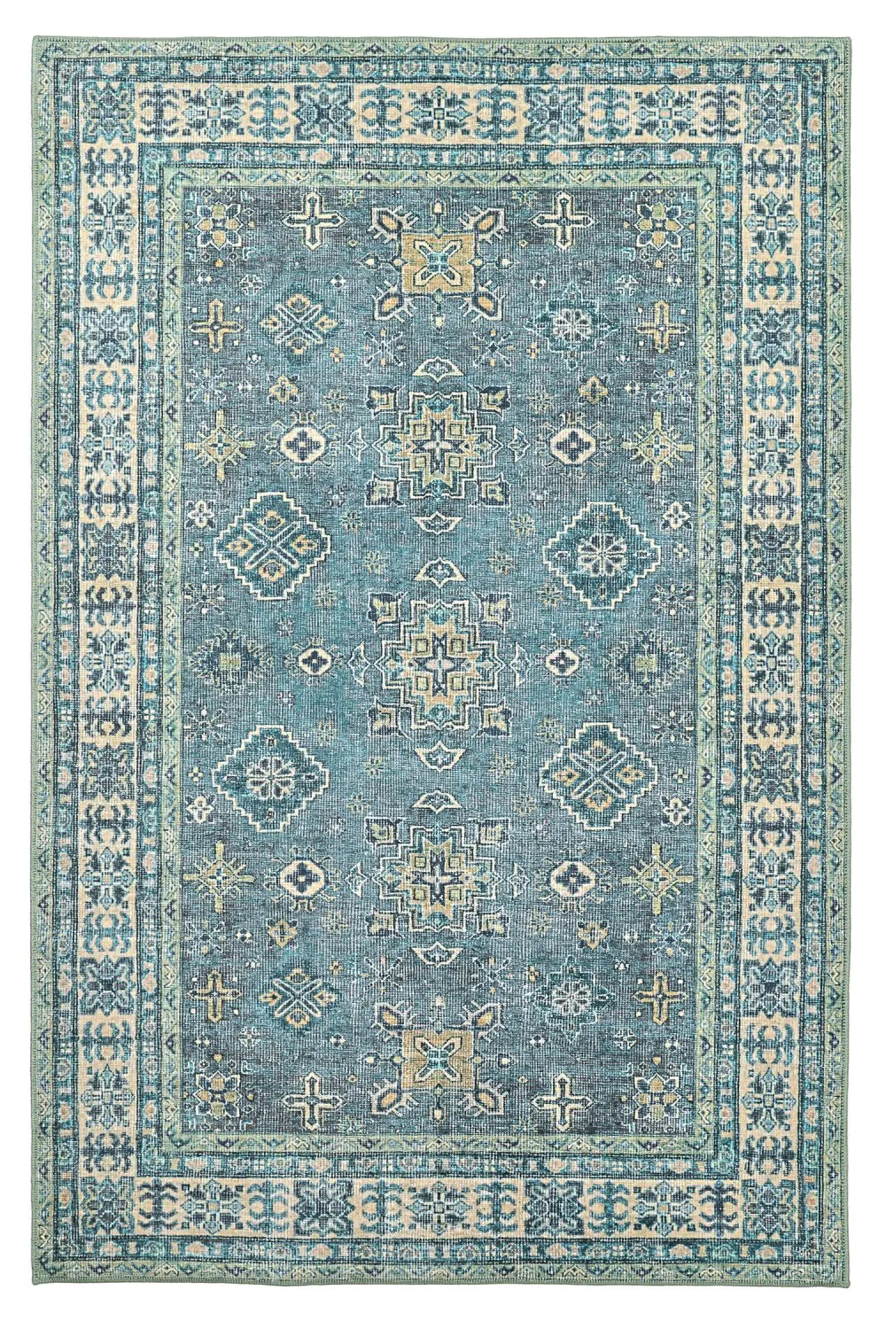 Tapis tissé à plat - Benaluna (bleu/vert)