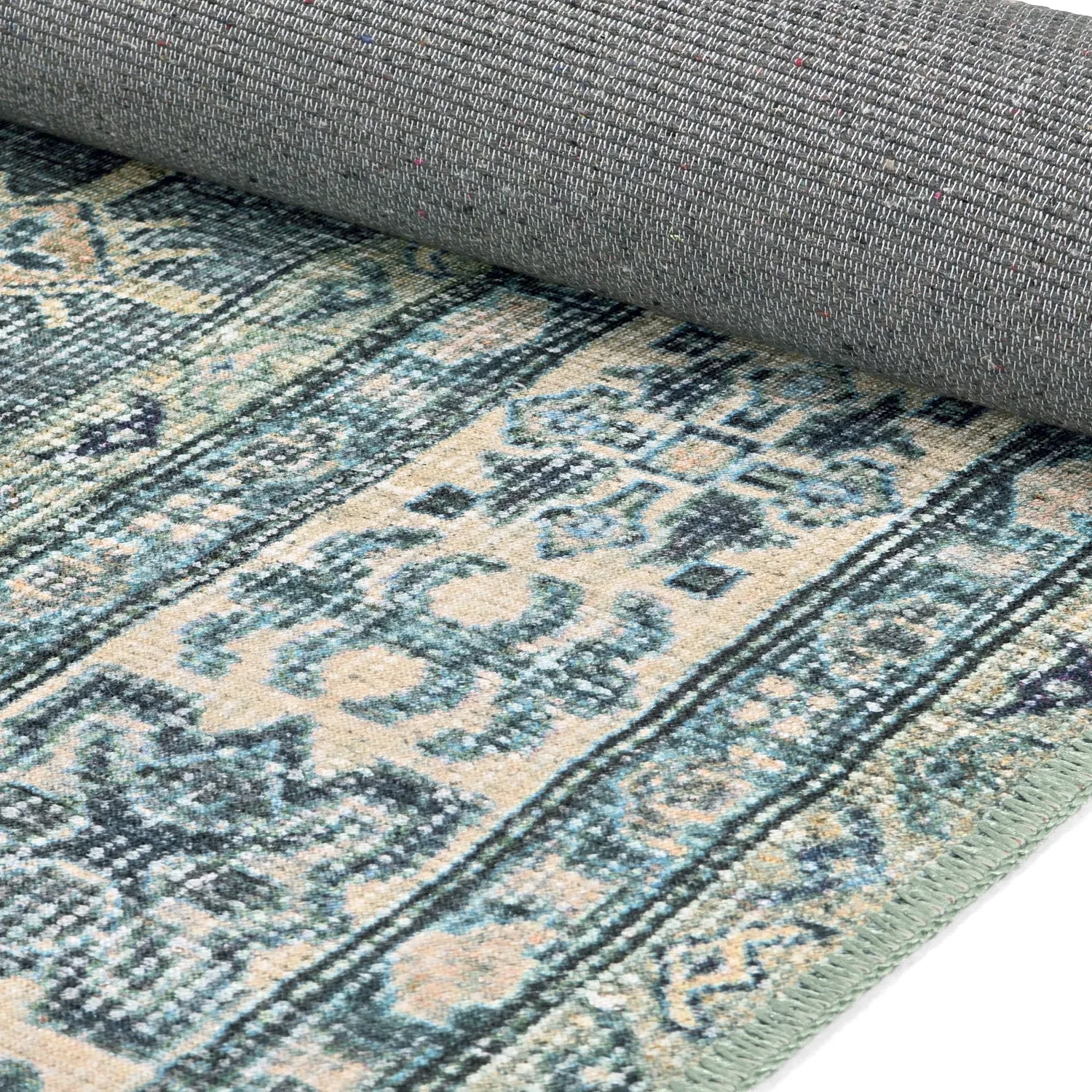 Tapis tissé à plat - Benaluna (bleu/vert)
