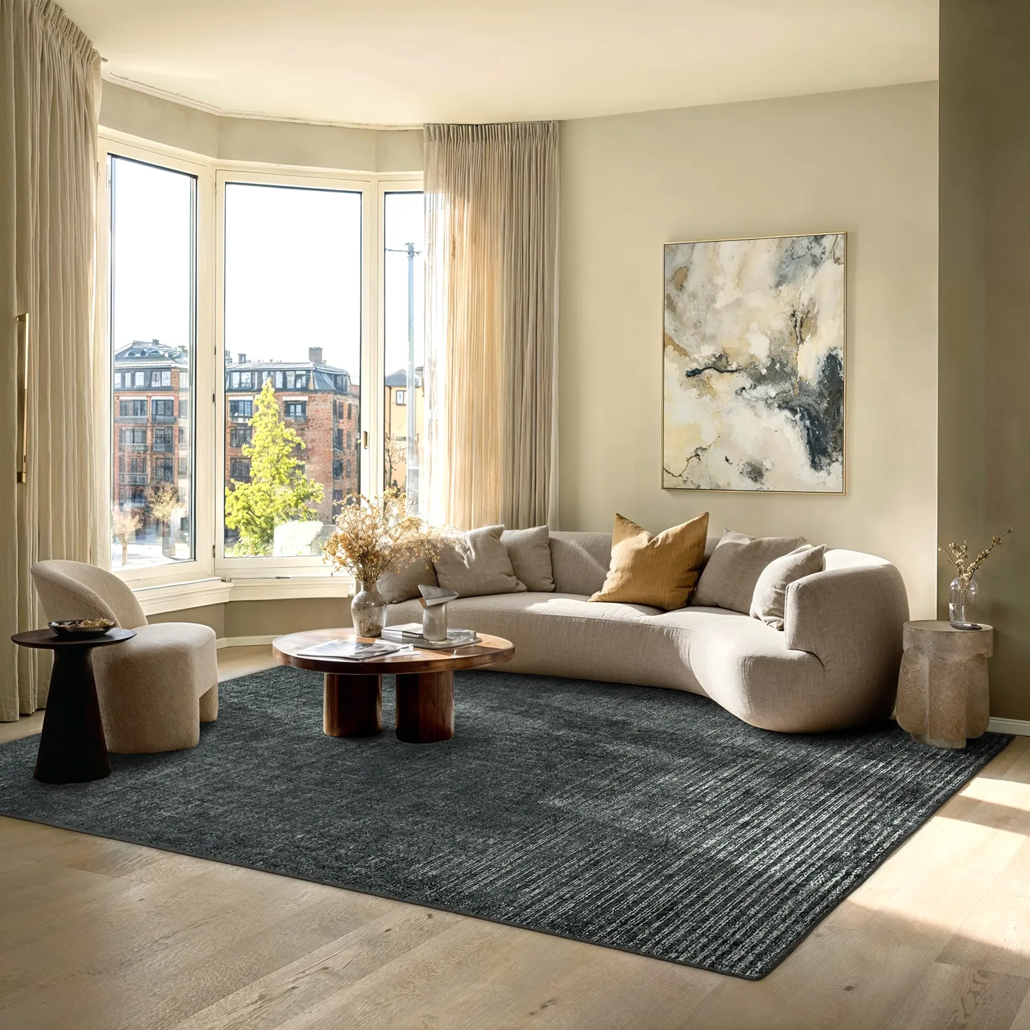 Tapis tissé à plat - Elarion (noir)