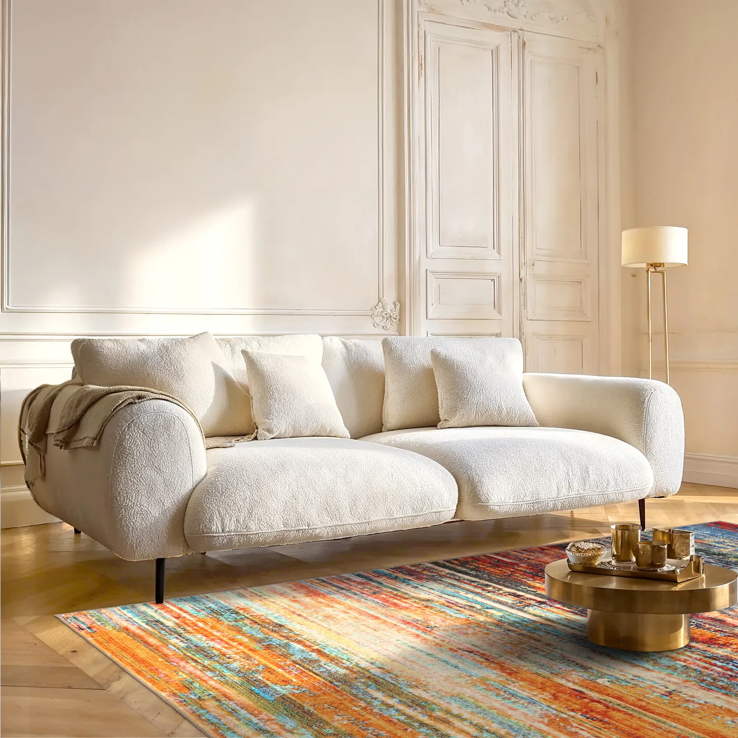 Tapis tissé à plat - Kazea (orange/multicolore)