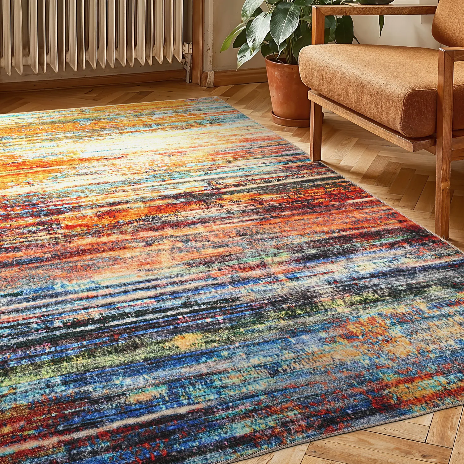 Tapis tissé à plat - Kazea (orange/multicolore)