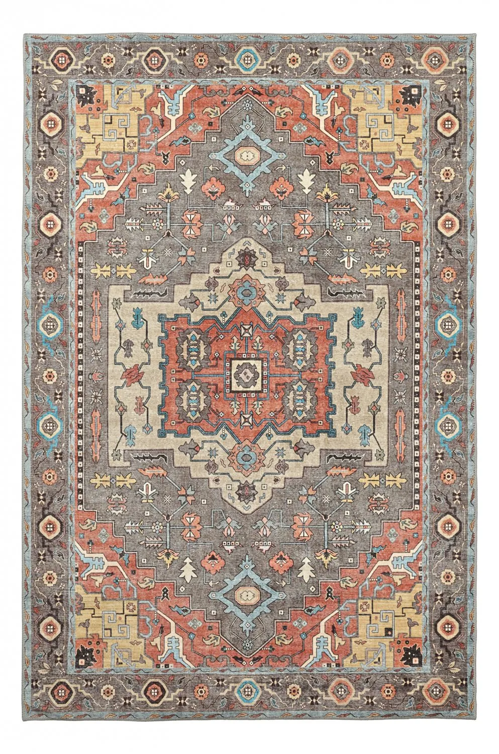 Tapis tissé à plat - Kordava (gris/rouge)