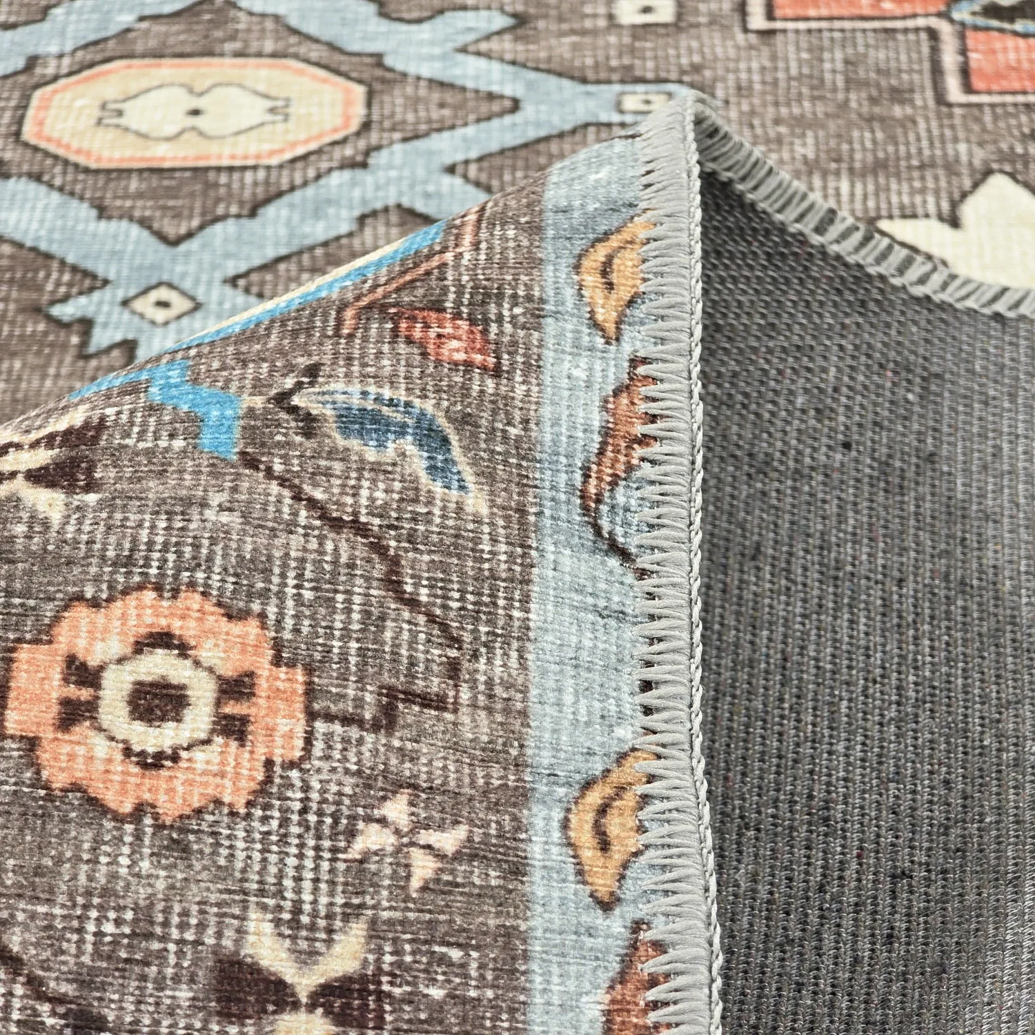 Tapis tissé à plat - Kordava (gris/rouge)