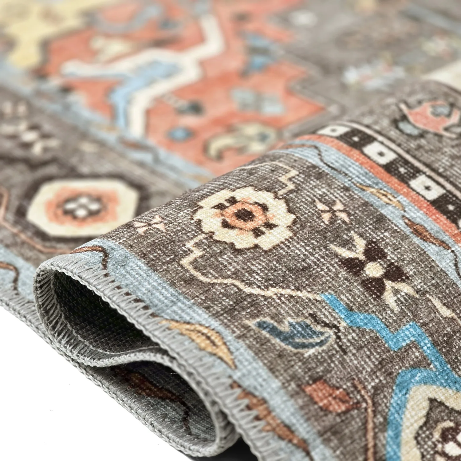 Tapis tissé à plat - Kordava (gris/rouge)