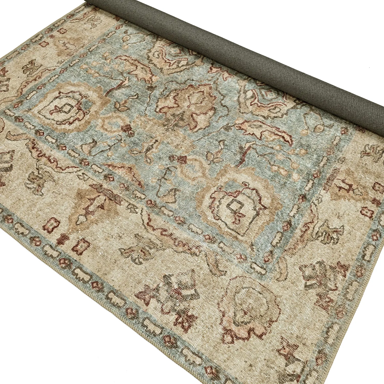 Tapis tissé à plat - Layla (bleu clair)