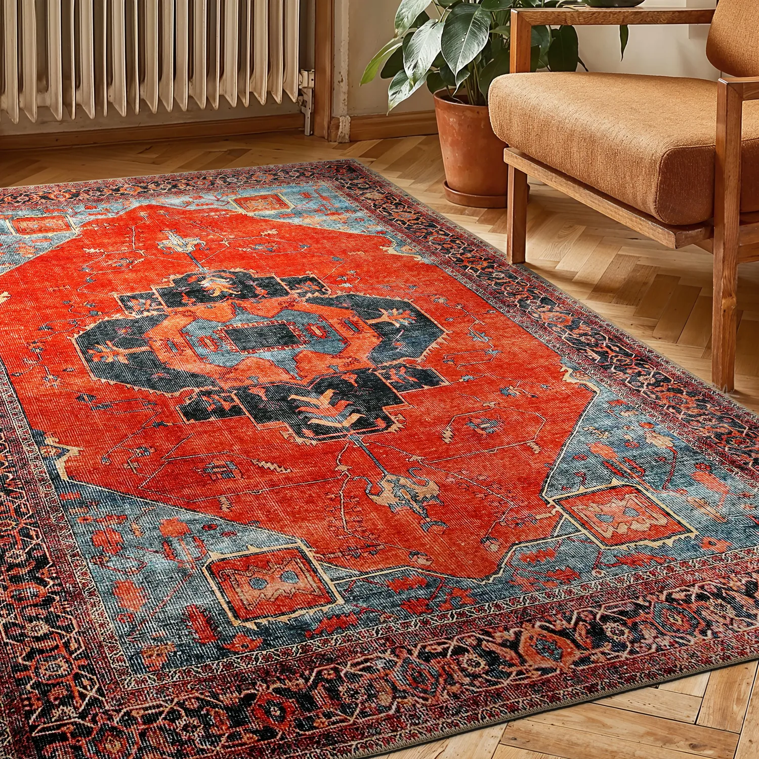 Tapis tissé à plat - Mandalay (rouge)
