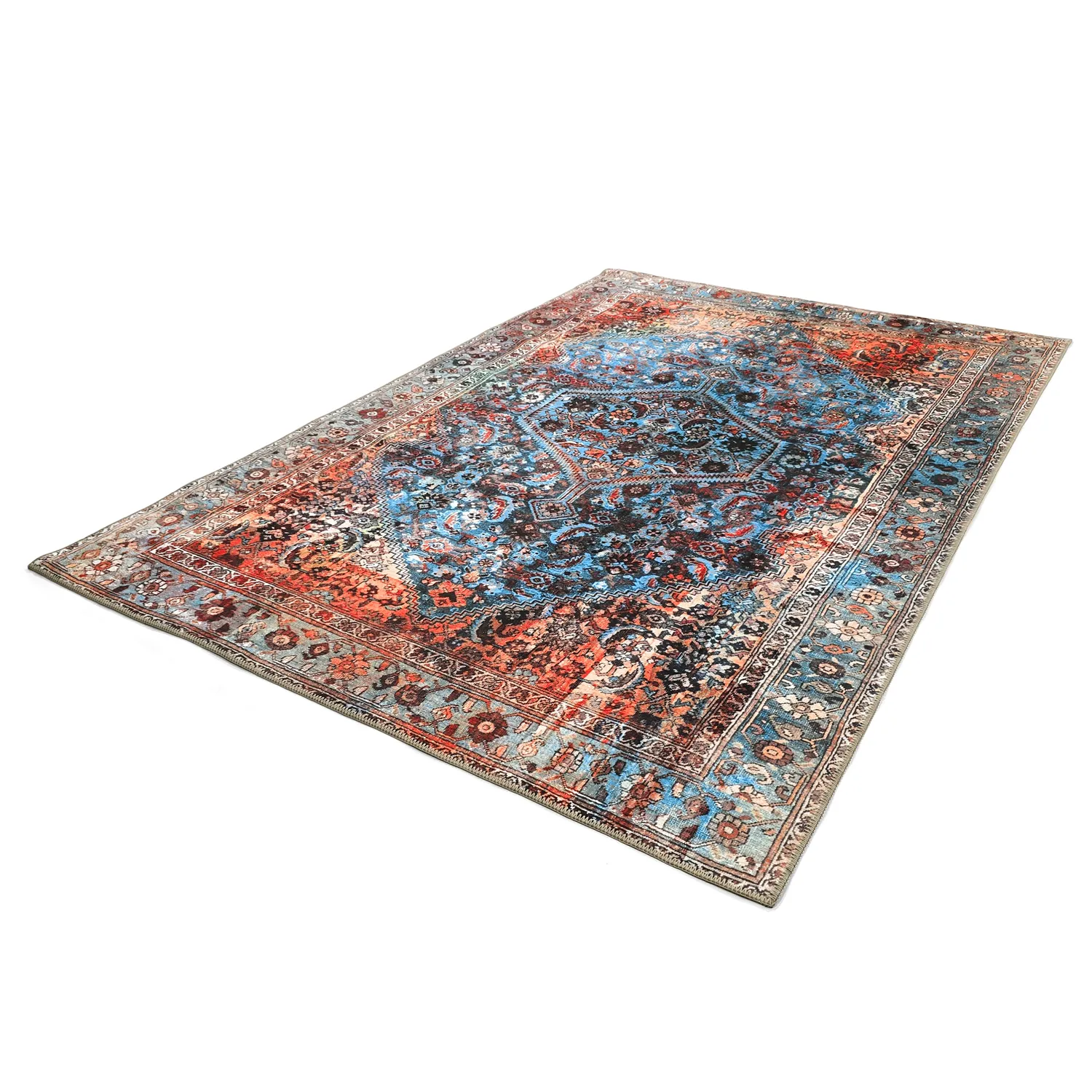 Tapis tissé à plat - Mardin (rouge/bleu)