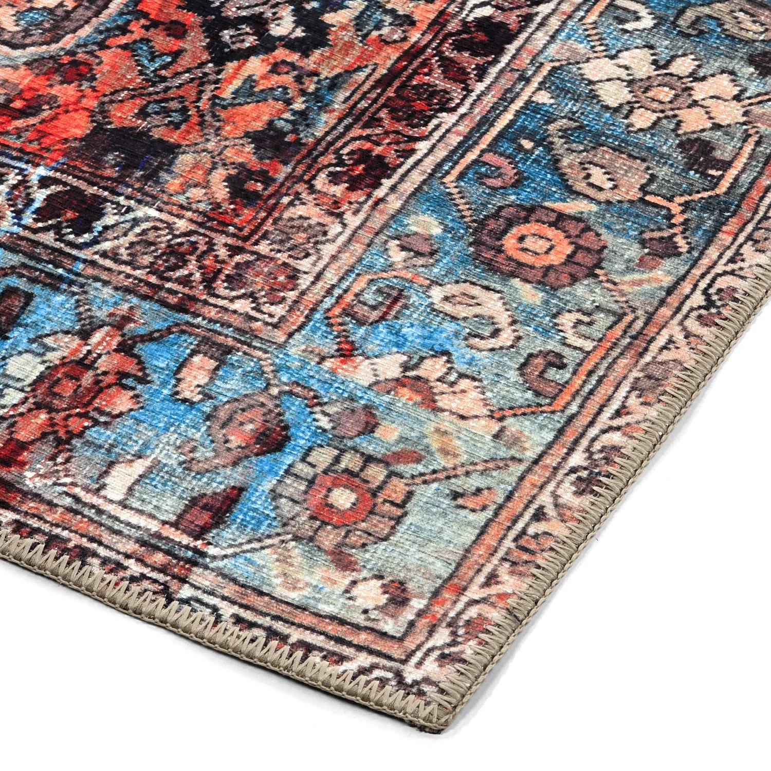 Tapis tissé à plat - Mardin (rouge/bleu)