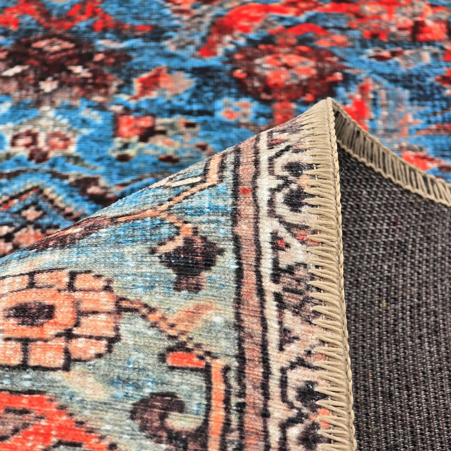 Tapis tissé à plat - Mardin (rouge/bleu)