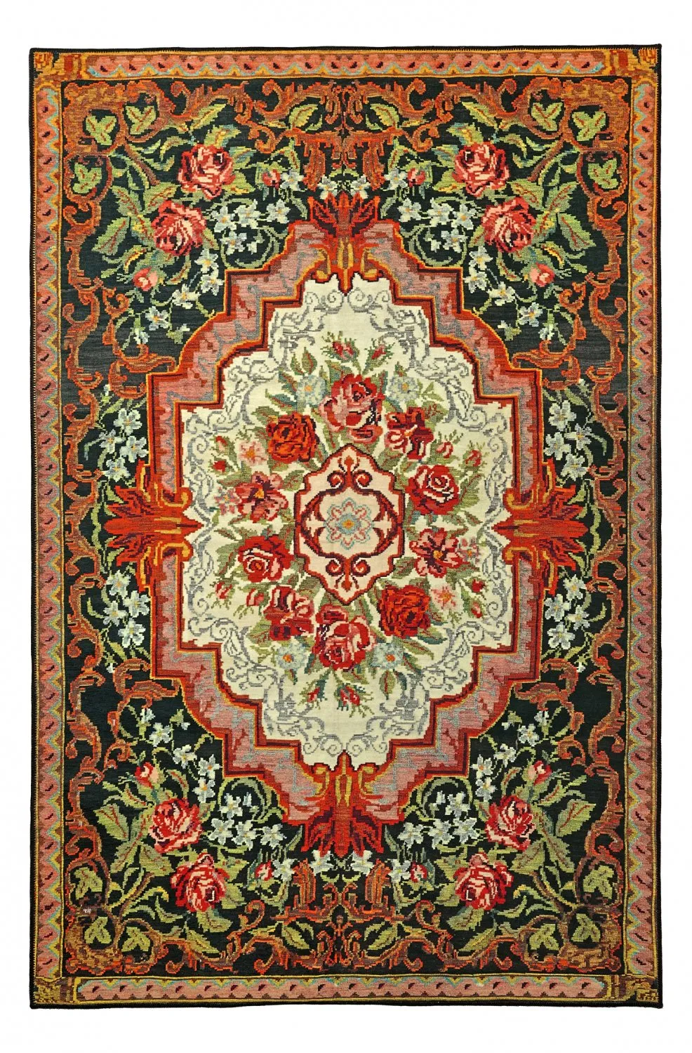 Tapis tissé à plat - Masarida (noir/multi)