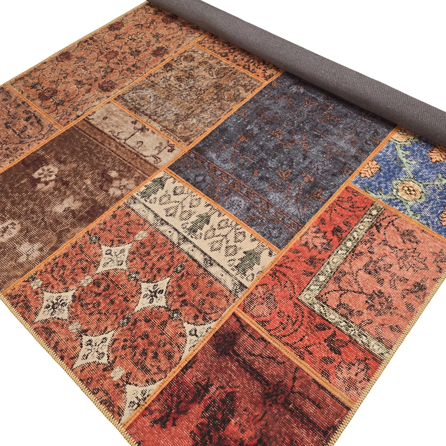 Tapis tissé à plat - Myrina (rouge/multicolore)