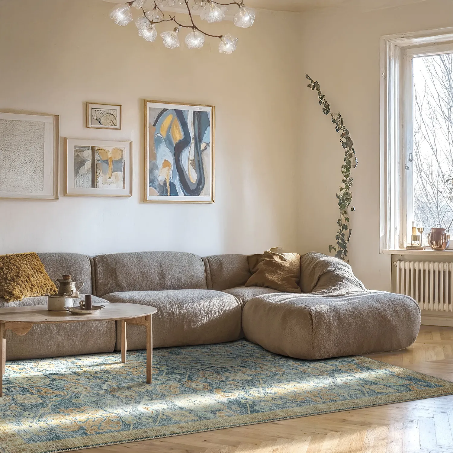 Tapis tissé à plat - Noura (bleu)