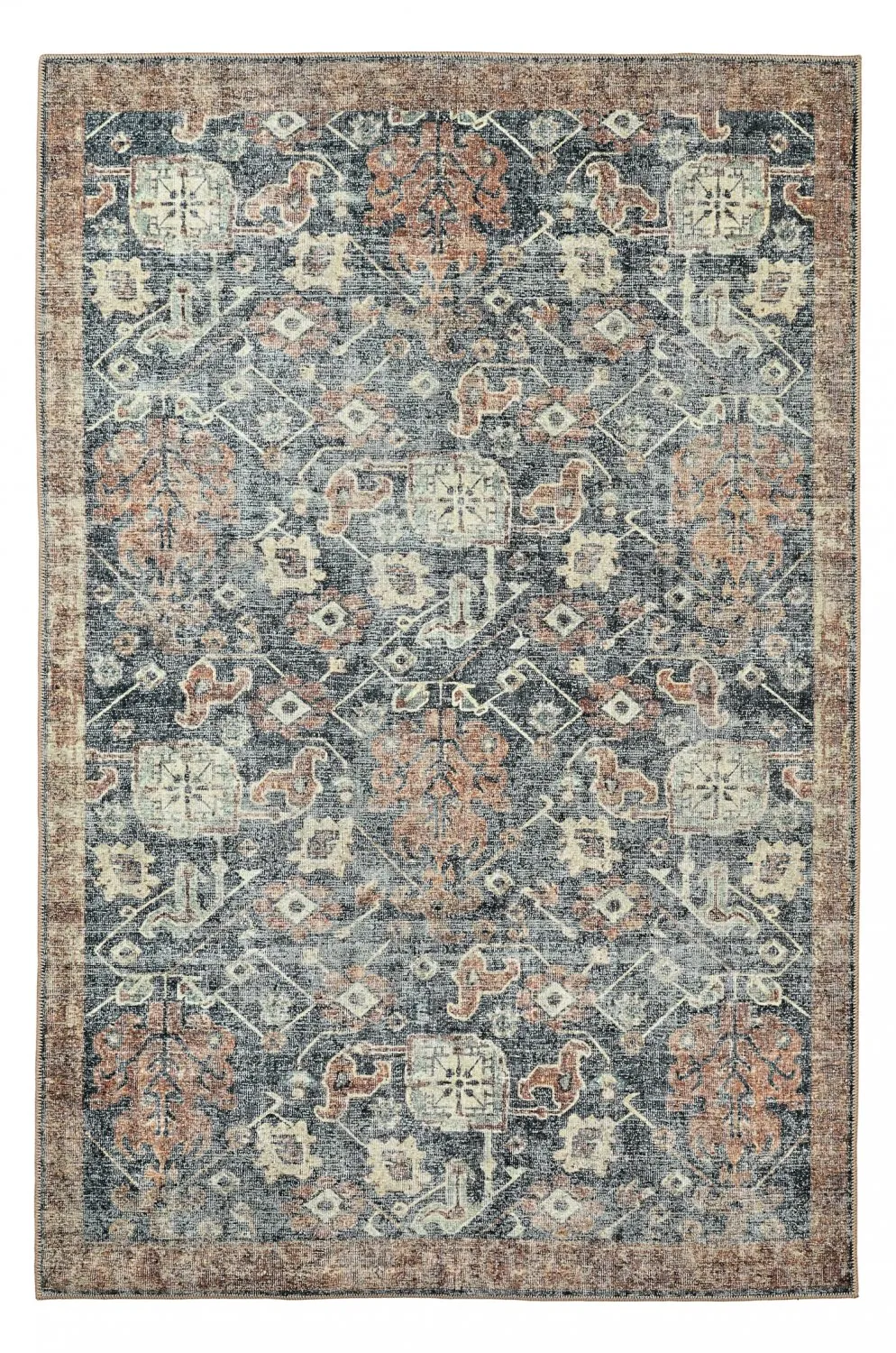Tapis tissé à plat - Noura (bleu foncé)