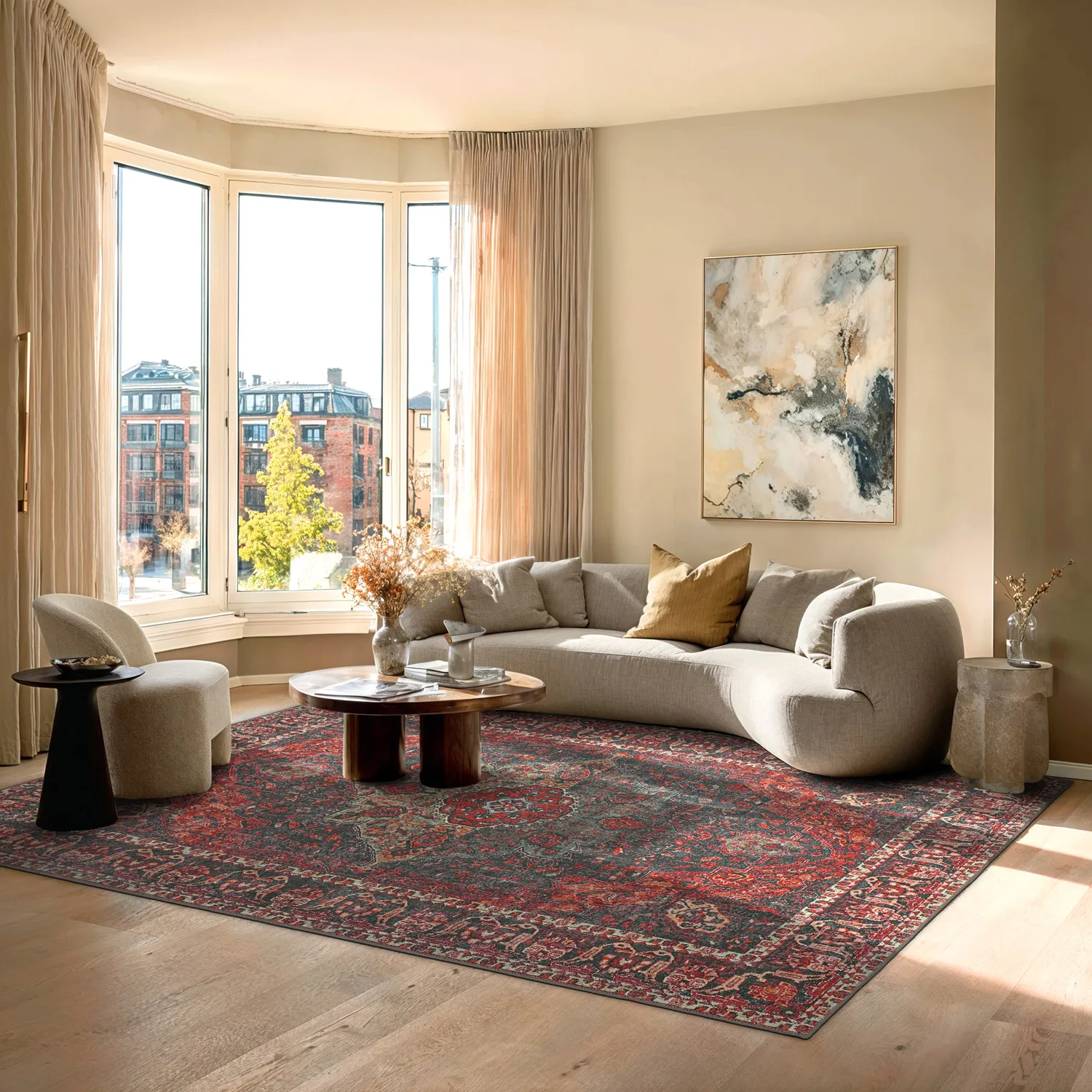 Tapis tissé à plat - Velamir (rouge)