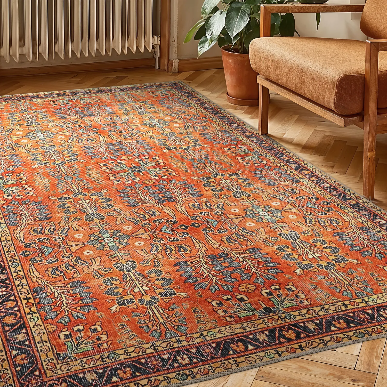 Tapis tissé à plat - Yasirah (orange)