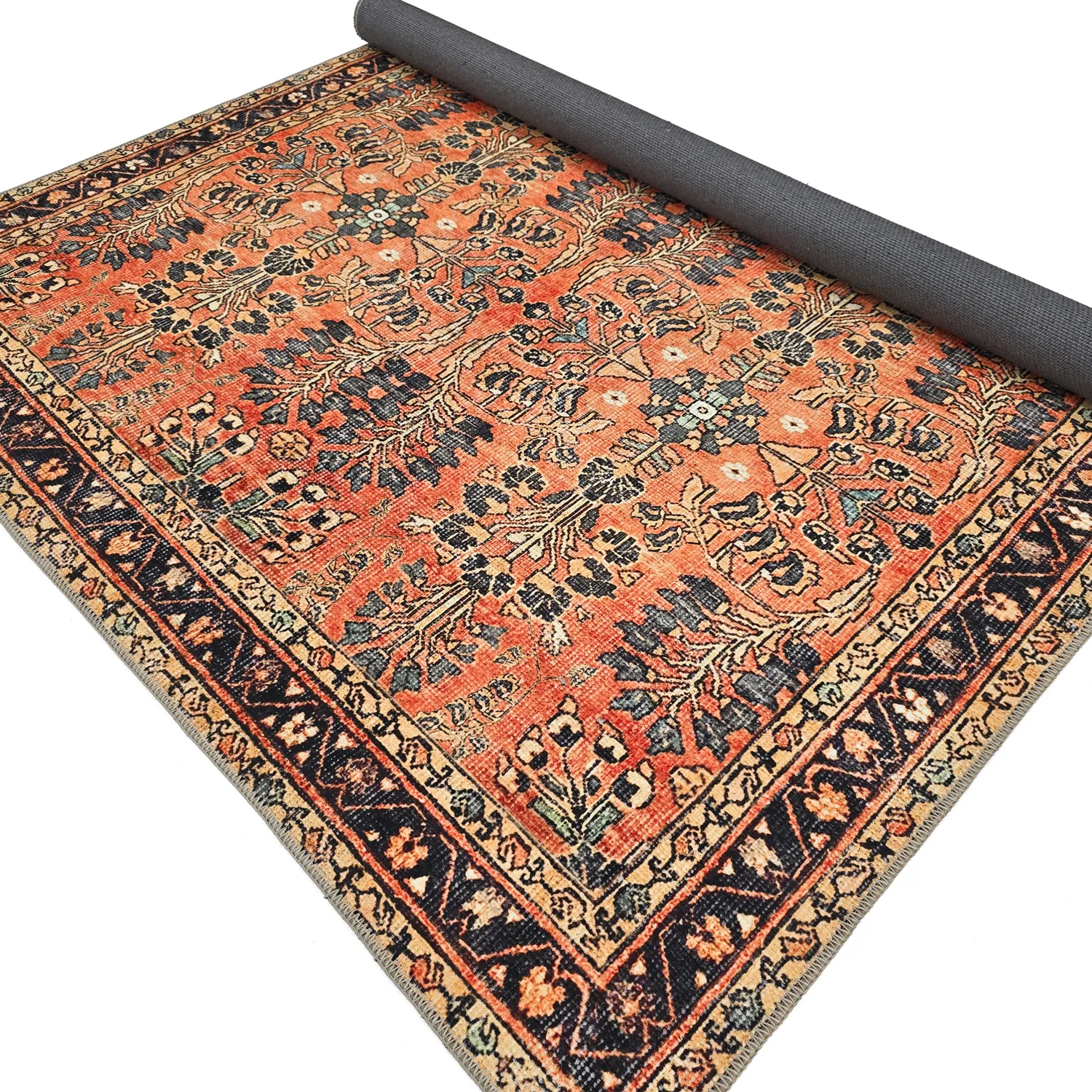 Tapis tissé à plat - Yasirah (orange)