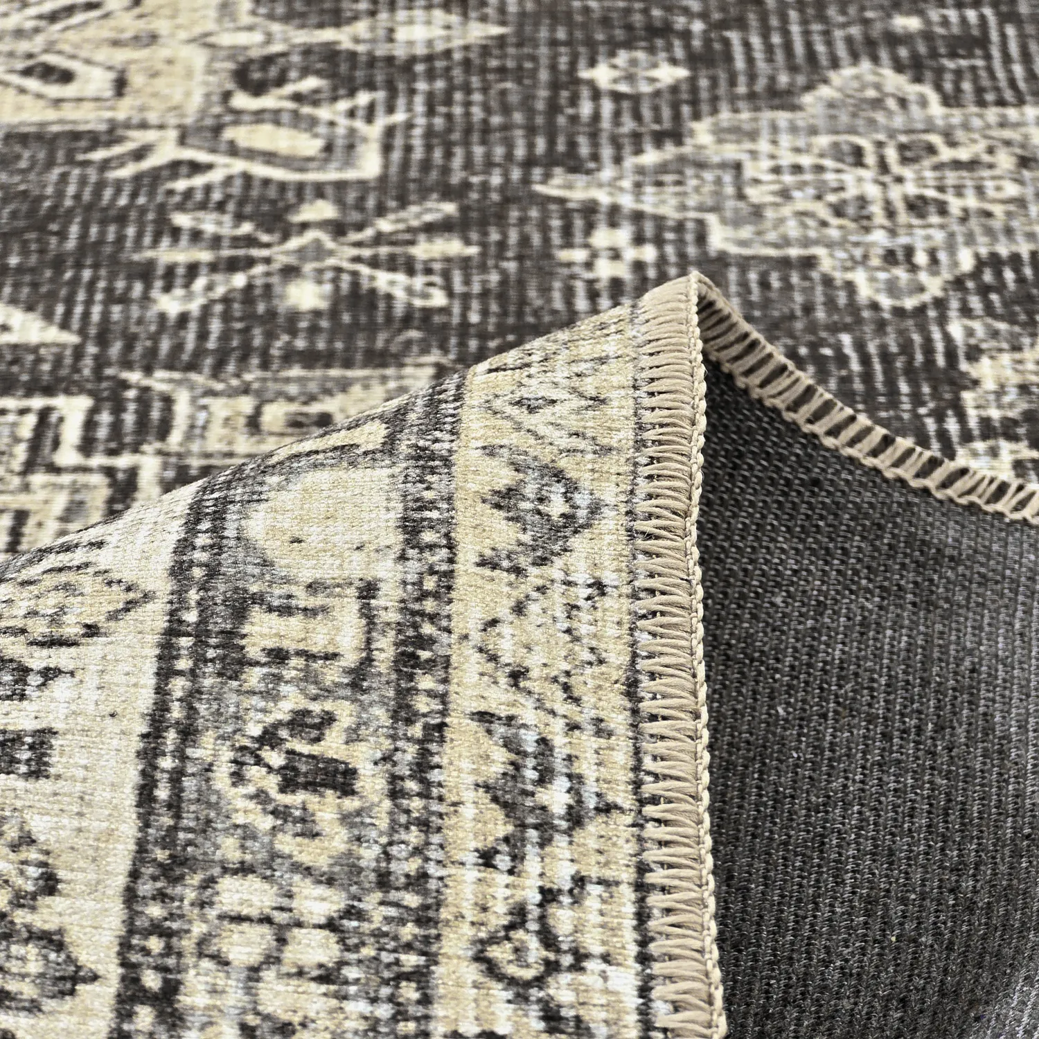 Tapis tissé à plat - Zuleina (gris foncé)
