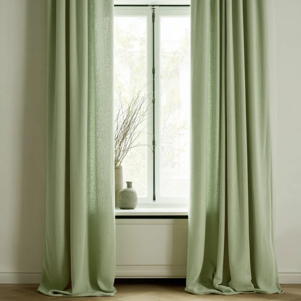 Rideaux - Rideau imitation lin Andrada (vert clair)