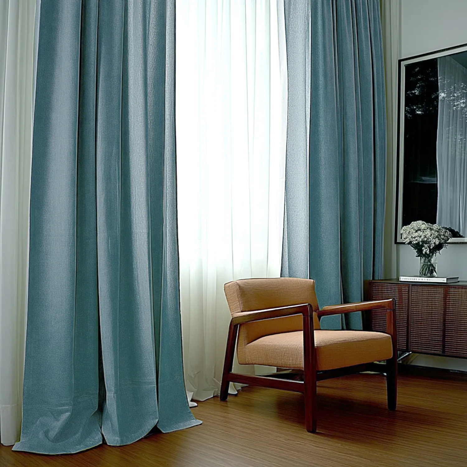 Rideaux - Rideau en lin Melania (turquoise foncé)