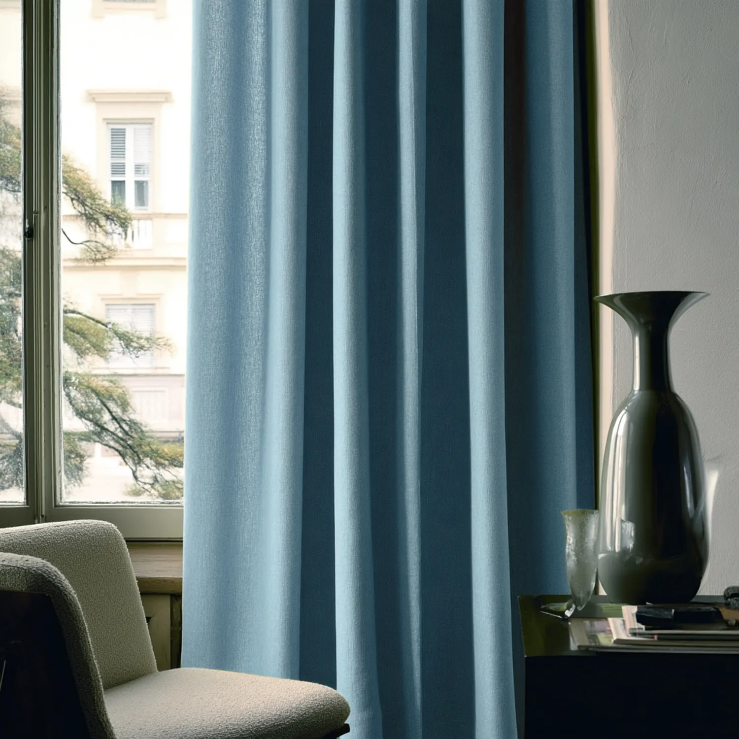 Rideaux - Rideau en lin Melania (turquoise foncé)