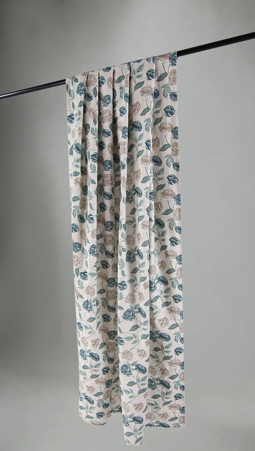 Rideaux - Rideau en coton Wreath (bleu)