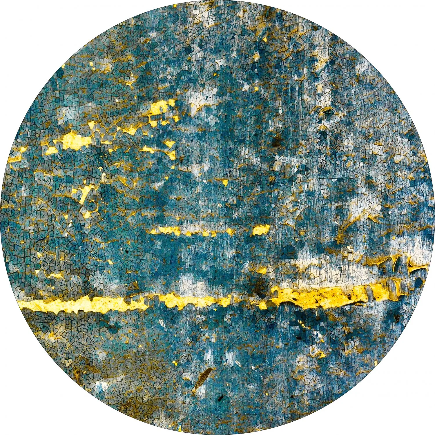 Tapis rond - Mira (jaune-bleu)