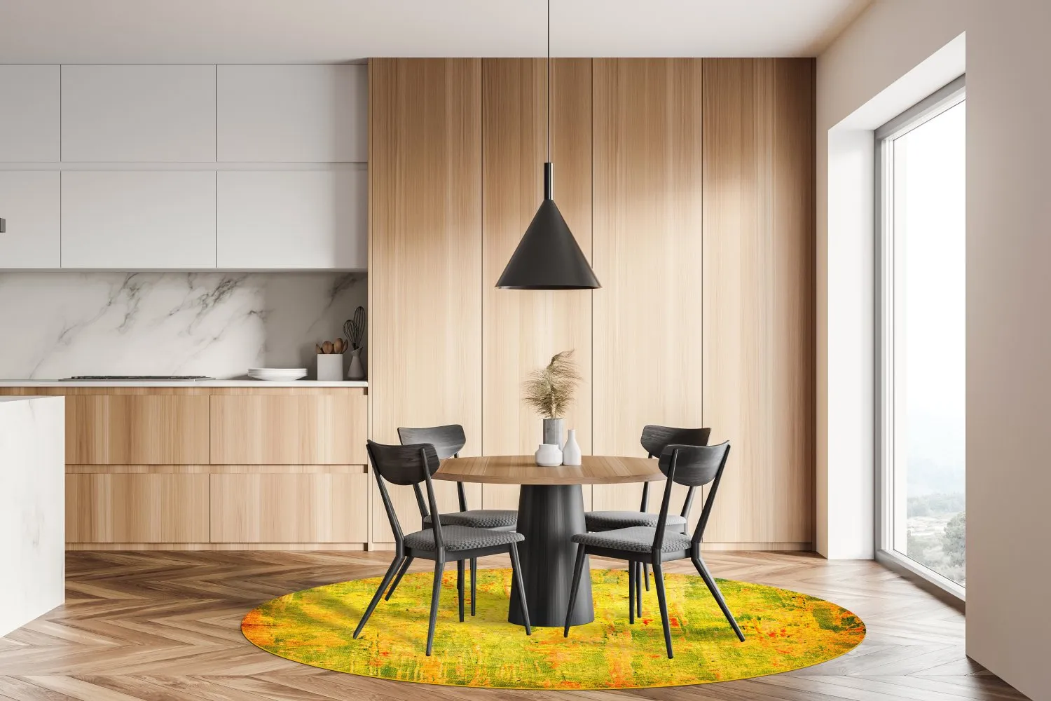 Tapis rond - Melide (jaune)