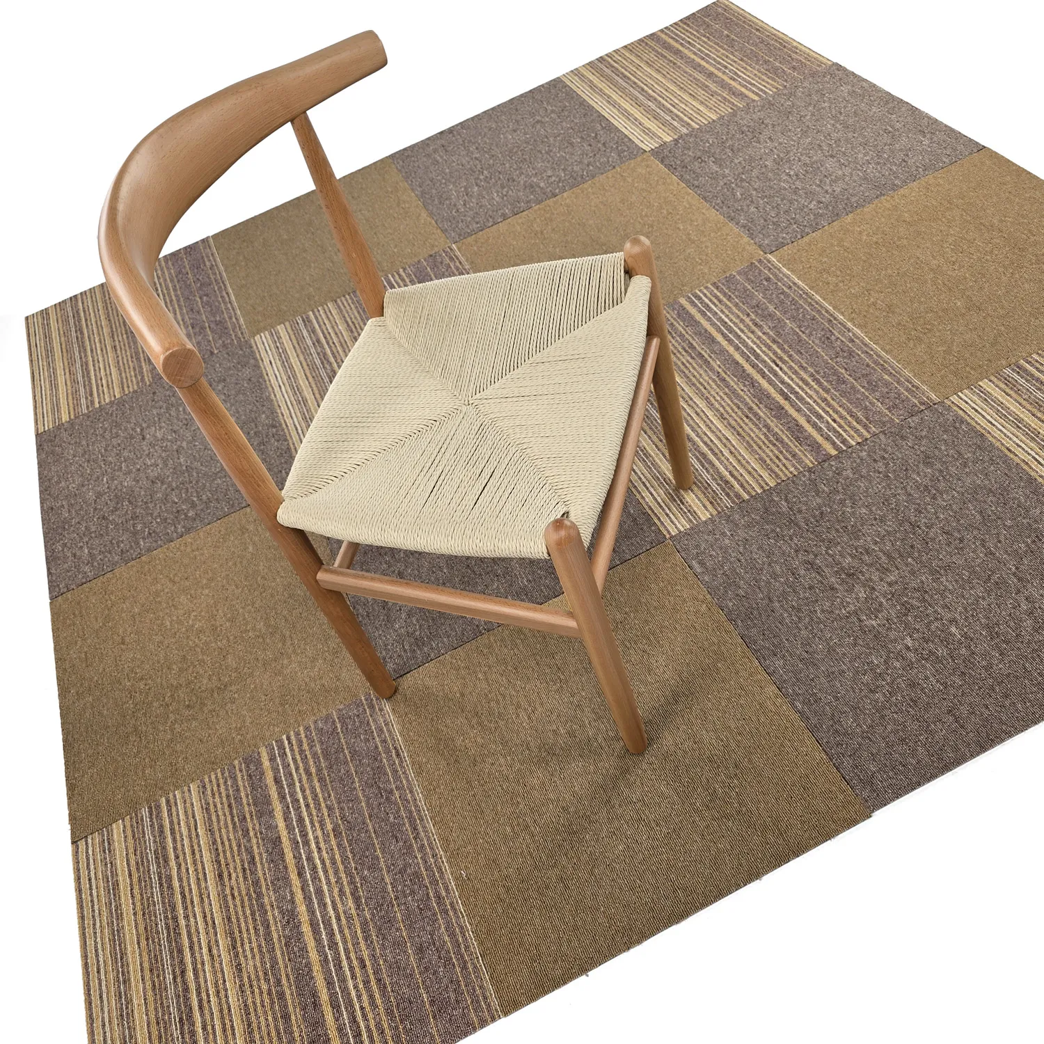 Moquette - Almeria Dalles textiles 24 unités (marron à rayures irrégulières)