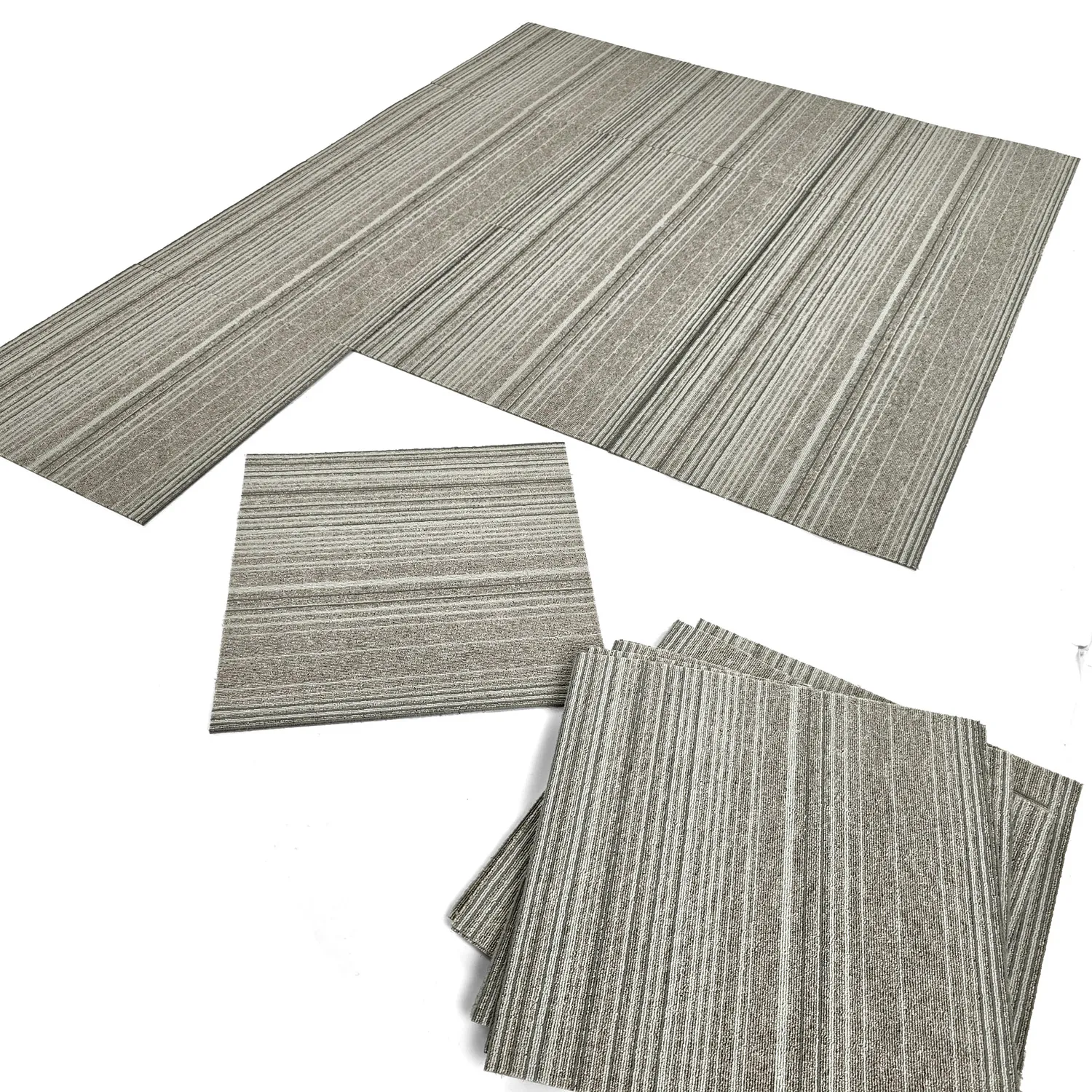 Moquette - Almeria Dalles textiles 24 unités (gris à rayures irrégulières)