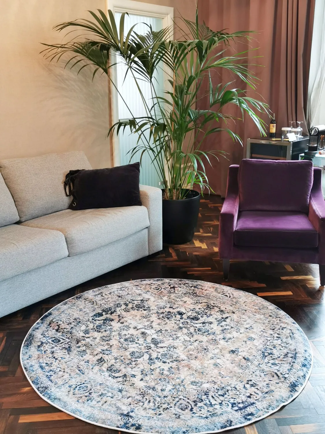 Tapis rond - Denizli (bleu)