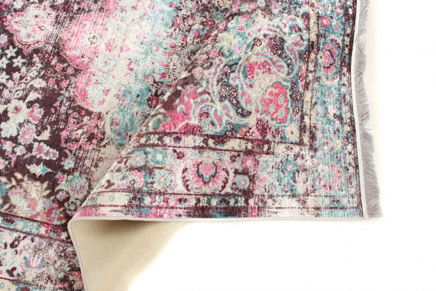 Tapis rond - Jedaida (rose/multicolore)