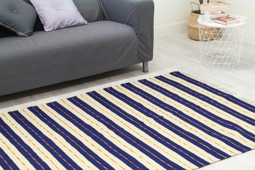 Tapis en patchwork - Alva (bleu)
