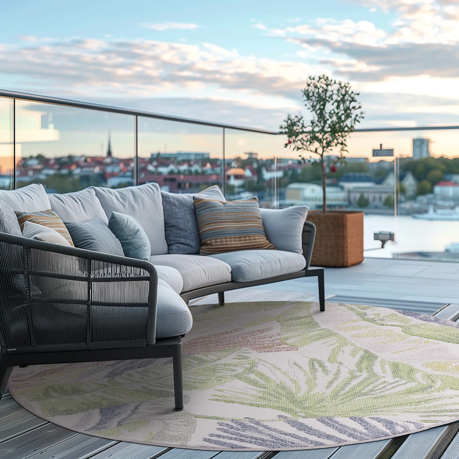 Tapis rond - Indoor/Outdoor Havana (crème/multi)