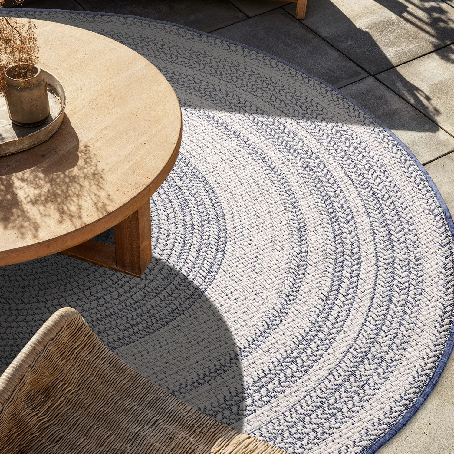 Tapis rond - Indoor/Outdoor Angus (bleu)