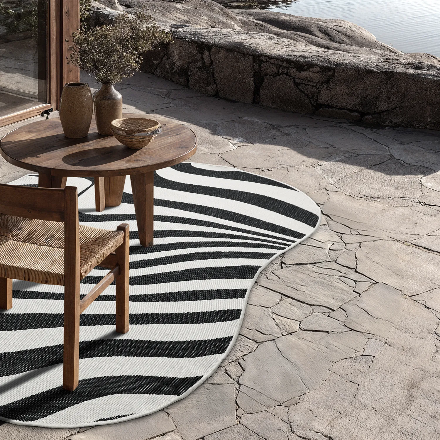 Tapis Intérieurs/Extérieurs - utomhusmatta - Remina (noir/blanc)