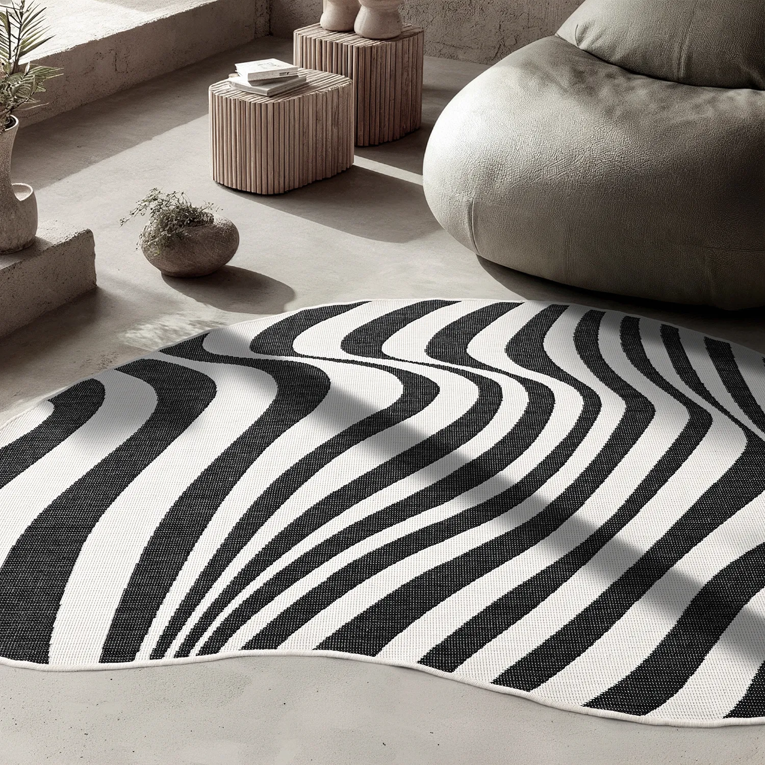 Tapis Intérieurs/Extérieurs - utomhusmatta - Remina (noir/blanc)