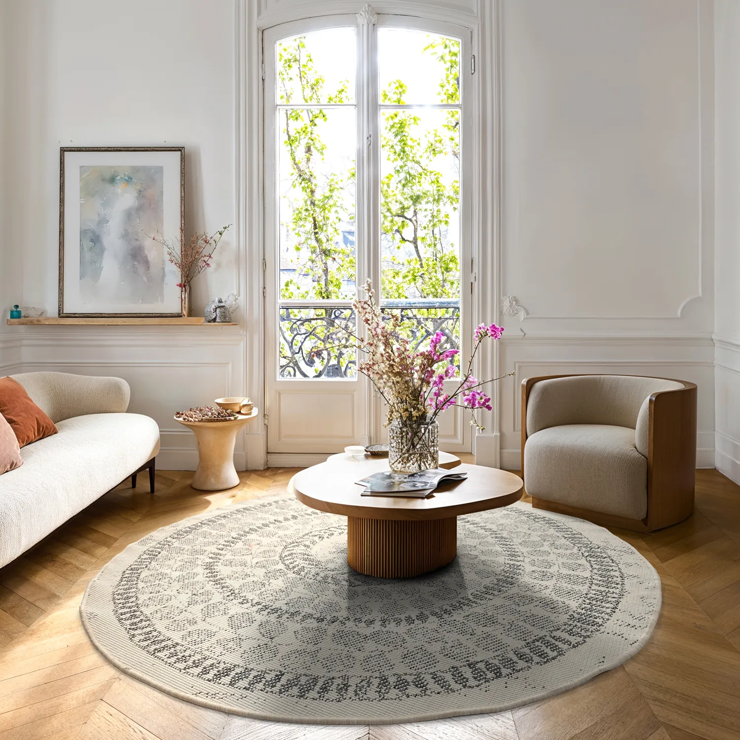 Tapis rond - Indoor/Outdoor Malcolm (gris)