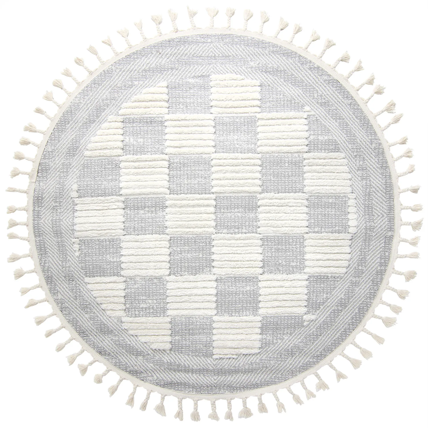 Tapis rond - Austin (gris/blanc cassé)