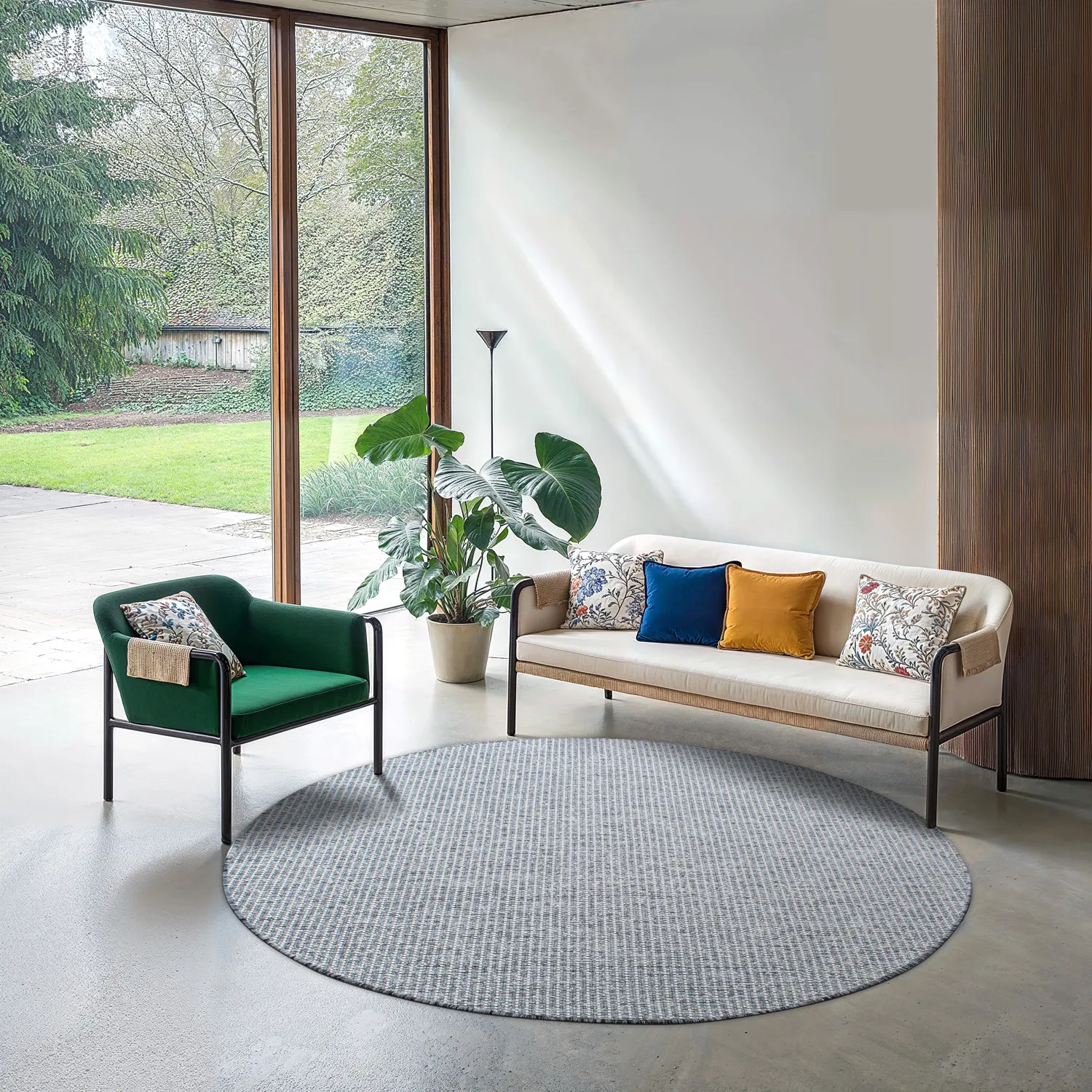Tapis rond - Bergen (argent)