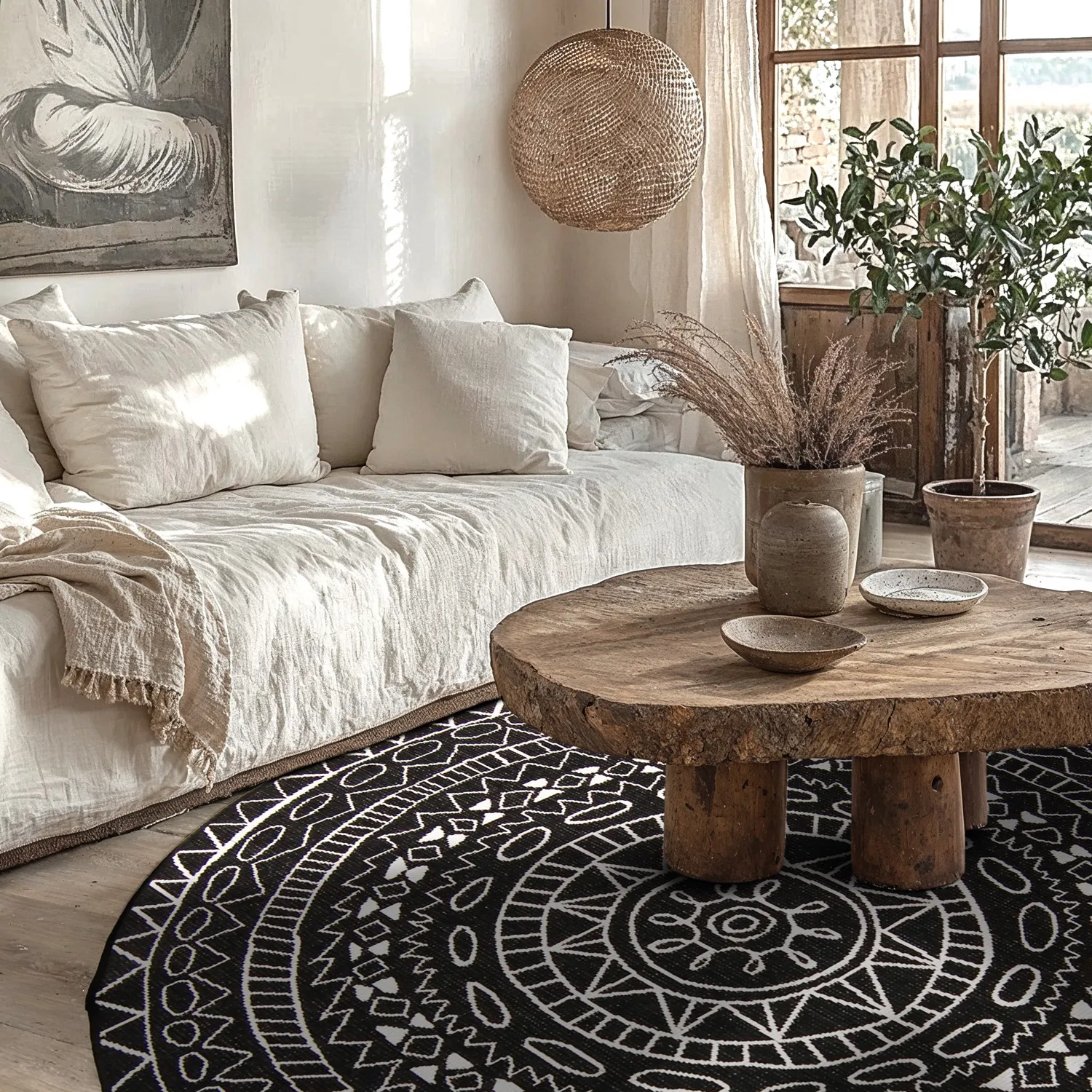 Tapis rond - Brussels Diamond (noir)