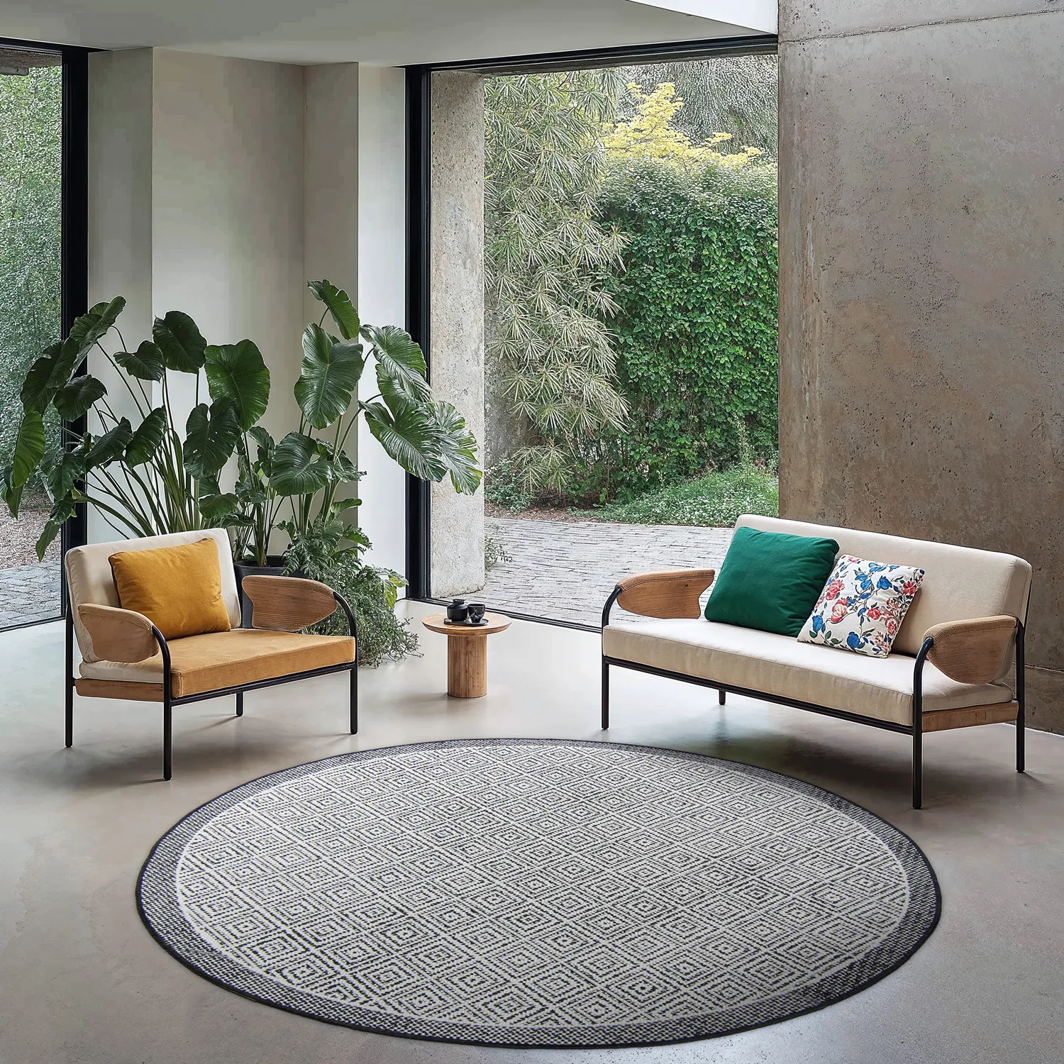 Tapis rond - Monsaraz (noir)