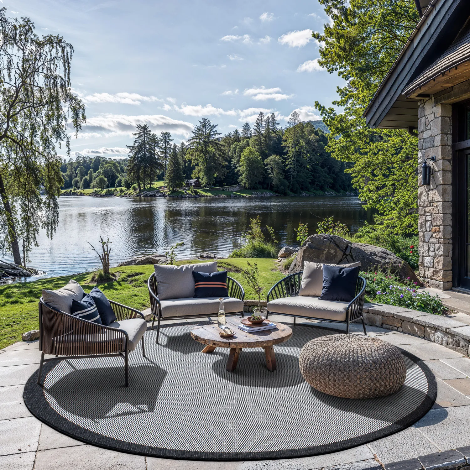 Tapis rond - Sortelha (noir)