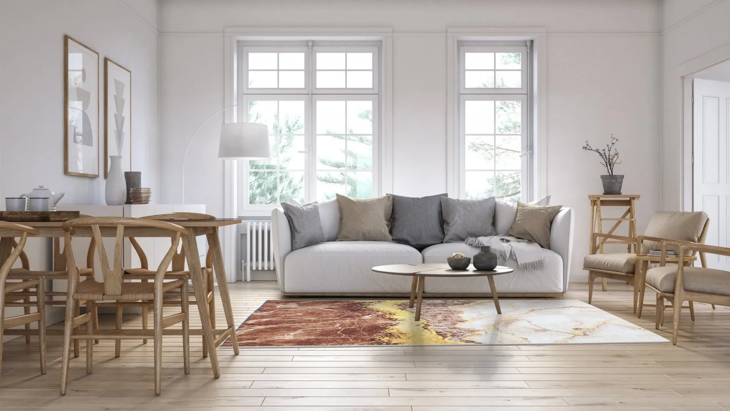 Tapis Wilton - Padova (marron/blanc/doré)