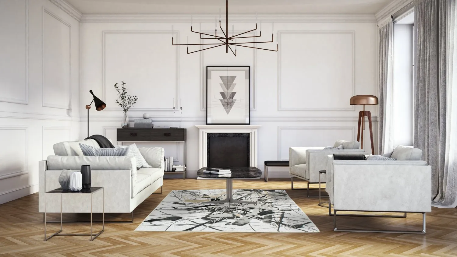 Tapis Wilton - Lawrance (gris/blanc)