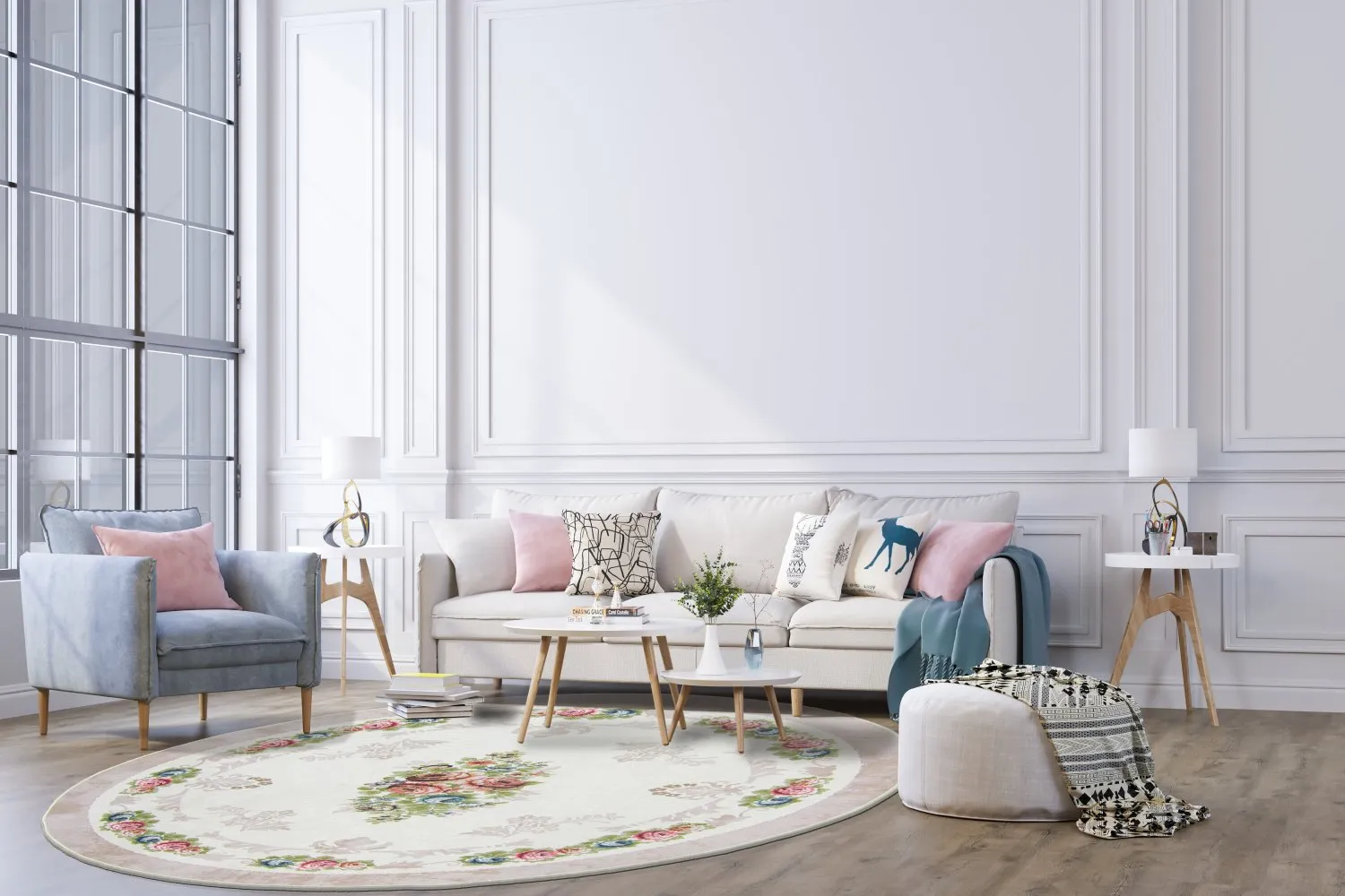 Tapis rond - Delpha (beige/multicolore)