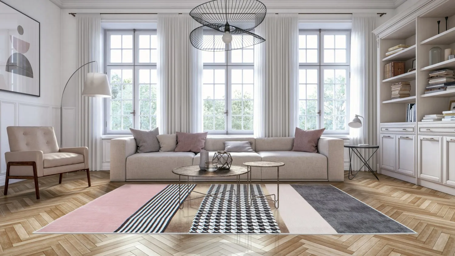 Tapis Wilton - Esme (rose/multicolore)